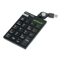 KEYPAD NUMERIC RETRACTABLE ANITECH [N180-BK]