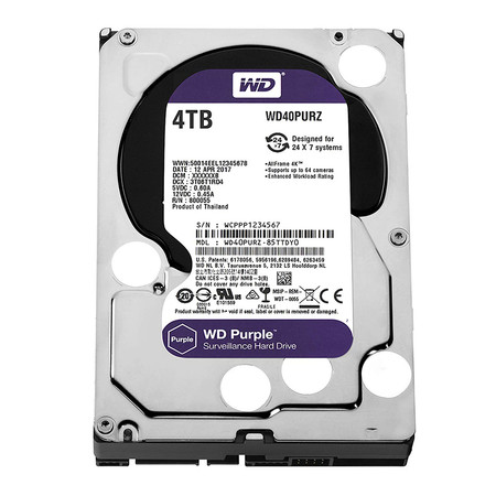 4.0 TB HDD (ฮาร์ดดิส) WD SATA-3 PURPLE (WD40PURZ)