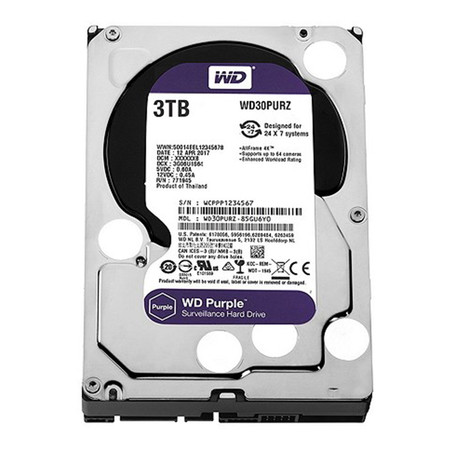 3.0 TB HDD (ฮาร์ดดิส) WD SATA-3 PURPLE (WD30PURZ)