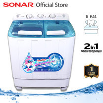 SONAR เครื่องซักผ้า 2 ถัง ฝาบน เครื่องซักผ้าฝาบน เครื่องซักผ้า Super Clean ขนาดความจุถังซัก 8 กก. รุ่น WT-D601