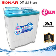 SONAR เครื่องซักผ้า เครื่องซักผ้า 2 ถัง ฝาบน เครื่องซักผ้าฝาบน Super Clean ขนาดความจุถังซัก 7 กก. รุ่น WT-D401
