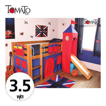 TOMATO KidZ เตียงนอน Slider Jersey 3.5 ฟุต (ม่านแดง/น้ำเงิน)