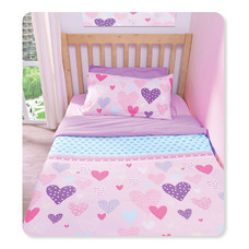TOMATO KidZ ชุดผ้าปูที่นอน 3 ชิ้น สำหรับเตียง 3.5 ฟุต - Hailey Hearts