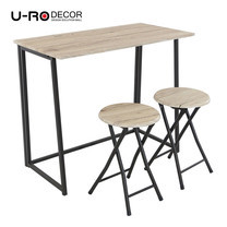 U-RO DECOR ชุดโต๊ะรับประทานอาหารแบบพับได้ รุ่น LUCY (โต๊ะ 1 + สตูล 2) สีซานรีโม่/ขาสีน้ำตาล