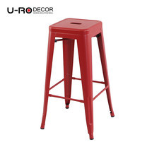 U-RO DECOR เก้าอี้บาร์สตูลเหล็ก รุ่น ZANIA-L (ซาเนีย-แอล) สีแดง