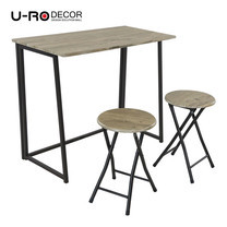 U-RO DECOR ชุดโต๊ะรับประทานอาหารแบบพับได้ รุ่น LUCY (โต๊ะ 1 + สตูล 2) สีโอ๊ค/ขาสีน้ำตาล