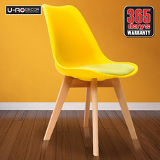 U-RO DECOR เก้าอี้รับประทานอาหาร รุ่น CENTO (เซ็นโต้) สีเหลือง/เบาะสีเขียว