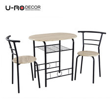 U-RO DECOR ชุดโต๊ะรับประทานอาหาร (โต๊ะ 1 + เก้าอี้ 2 ตัว) รุ่น CHERRY - สีซานรีโม่/ขาสีดำ
