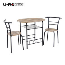 U-RO DECOR ชุดโต๊ะรับประทานอาหาร (โต๊ะ 1 + เก้าอี้ 2 ตัว) รุ่น CHERRY - สีวินเทจแนเชอรัล/ขาสีดำ