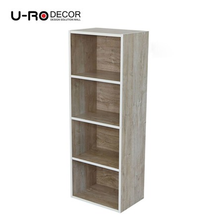 U-RO Decor รุ่น I-BOX (ไอ-บ๊อกซ์) ชั้นวางของอเนกประสงค์ 4 ชั้น สีไวท์โอ๊ค/ขอบสีขาว