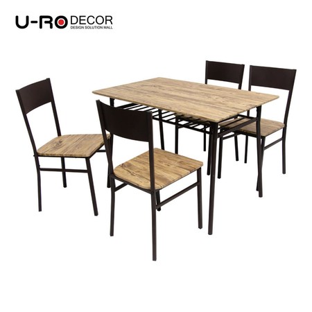U-RO Decor รุ่น LUCKY (ลัคกี้) ชุดโต๊ะรับประทานอาหาร (โต๊ะ 1 + เก้าอี้ 4 ตัว) ชุดโต๊ะกินข้าว 4 ที่นั่ง สีโอ๊ค