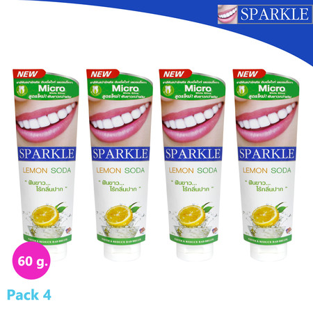 (แพ็ค 4) Sparkle ยาสีฟัน สูตร White Lemon soda SK0068 ขนาด 60 g. SK0084