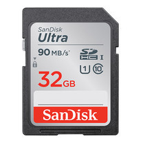 SanDisk Ultra SDHC, SDUNR, C10, UHS-I, 90MB/s R, 4x6, 10Y - 32GB
