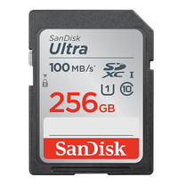 SanDisk Ultra SDHC, SDUNR, C10, UHS-I, 100MB/s R, 4x6, 10Y - 256GB