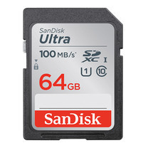 SanDisk Ultra SDHC, SDUNR, C10, UHS-I, 100MB/s R, 4x6, 10Y - 64GB