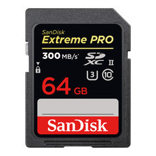 SanDisk EXTREME PRO SD UHS-II speed read/write 300/260MB/s ความเร็ววิดีโอ C10, U3, V30 - 64GB