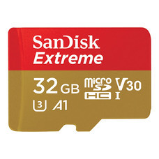 SanDisk Extreme microSDHC, SQXAF, V30, U3, C10, A1, UHS-1, 100MB/s R, 60MB/s W, 4x6, Lifetime Limited - 32GB