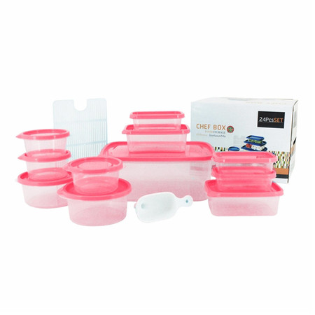 Super Lock กล่องถนอมอาหาร Chef Box รุ่น 6075-S24 เซต 24 ชิ้น (รวมฝา) - สีชมพู