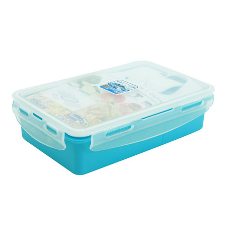Super Lock กล่องอาหารกลางวันล็อก 2 ชั้น พร้อมช้อนส้อม รุ่น 6189 - สีฟ้า