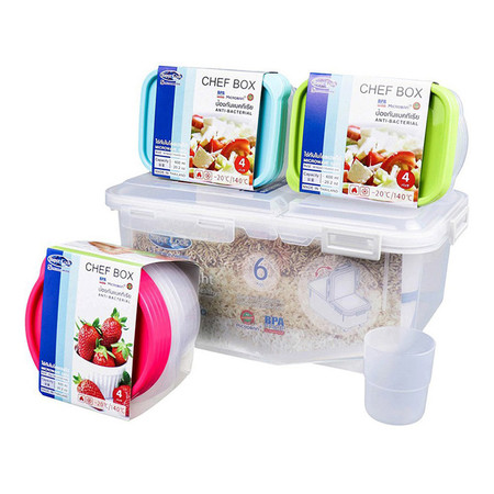 Super Lock กล่องใส่ข้าวสาร 6 กก.+ กล่องถนอมอาหาร Chef Box 26 ชิ้น รวมฝา (13 กล่อง) รุ่น 6044-S26 คละสี