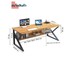HomeHuk โต๊ะทำงานไม้ พร้อมชั้นวางของ รุ่น K-Leg Wooden Desk with Lower Shelf