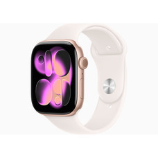 Apple Watch Series 11 GPS + Cellular 46mm Rose Gold Aluminium Case with Light Blush Sport Band - S/M