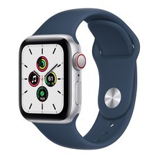 Apple Watch SE GPS+Cellular, 40mm, Silver Aluminium Case, Abyss Blue Sport Band