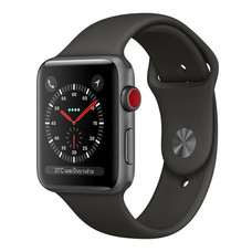 Apple Watch Series 3 (รุ่น GPS + Cellular) ตัวเรือนอะลูมิเนียม สีเทาสเปซเกรย์ พร้อมสายแบบ Sport Band สีเทา 42 มม.