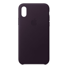 Leather Case for iPhone X - สีม่วงโอเบอร์จีน