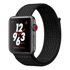 Apple Watch Nike+ Series 3 (รุ่น GPS + Cellular) ตัวเรือนอะลูมิเนียม สีเทาสเปซเกรย์ พร้อมสาย Nike Sport Loop สี Black/Pure Platinum 42 มม.