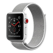 Apple Watch Series 3 (รุ่น GPS + Cellular) ตัวเรือนอะลูมิเนียม สีเงิน พร้อมสายแบบ Sport Loop สีขาวเปลือกหอย 42 มม.
