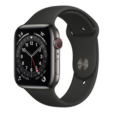 Apple Watch Series 6 GPS+Cellular 44mm Graphite Stainless Steel Case with Sport Band - Black