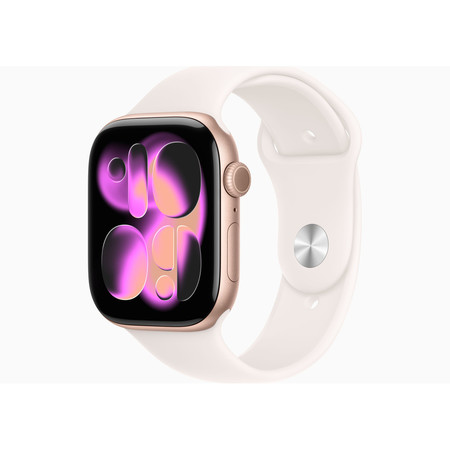 Apple Watch Series 11 GPS + Cellular 46mm Rose Gold Aluminium Case with Light Blush Sport Band - S/M