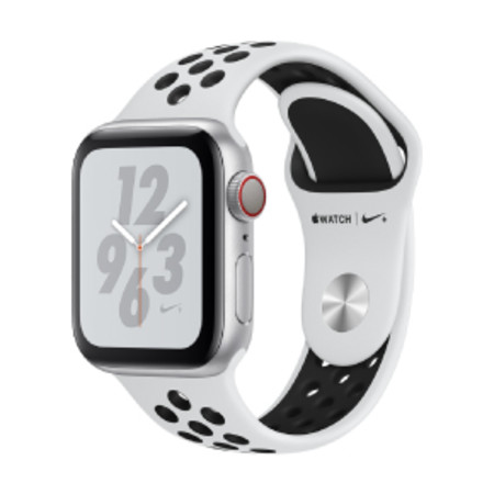 Apple Watch Nike+ Series 4 GPS + Cellular, 40mm Silver Aluminium Case with Pure Platinum/Black Nike Sport Band
