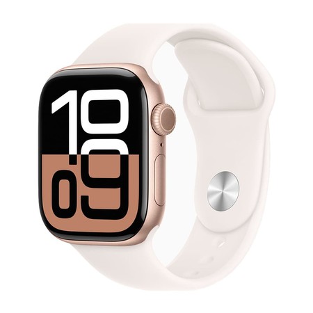 Apple Watch Series 10 GPS + Cellular 42mm Rose Gold Aluminium Case with Light Blush Sport Band - S/M