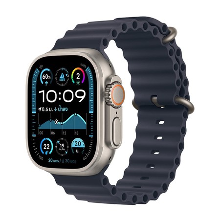 Apple Watch Ultra 2 Natural Titanium Case with Navy Ocean Band