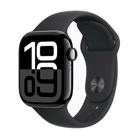 Apple Watch Series 10 GPS 46mm Jet Black Aluminium Case with Black Sport Band - S/M