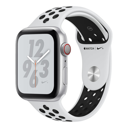 Apple Watch Nike+ Series 4 GPS + Cellular, 44mm Silver Aluminium Case with Pure Platinum/Black Nike Sport Band