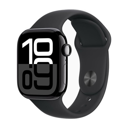 Apple Watch Series 10 GPS 42mm Jet Black Aluminium Case with Black Sport Band - S/M