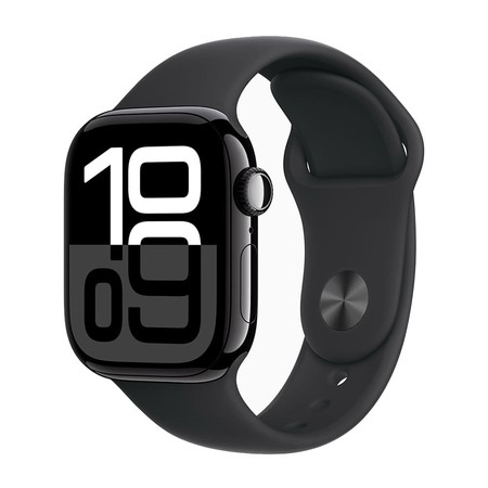 Apple Watch Series 10 GPS + Cellular 46mm Jet Black Aluminium Case with Black Sport Band - S/M