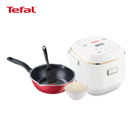 Tefal Wonderful Meal Set (Tefal หม้อหุงข้าวไฟฟ้าดิจิตอล รุ่น RK6011TH (0.7L) + Tefal กระทะก้นลึกขอบหยัก 24 ซม. พร้อมตะหลิว)