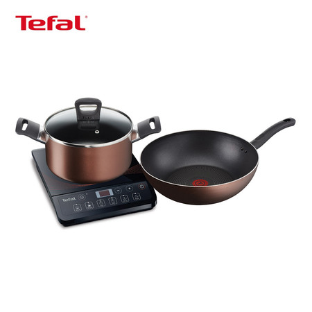 Tefal Wonderful Kitchen Set (Tefal เตาแม่เหล็กไฟฟ้า 2,100 วัตต์ รุ่น IH2018 + Tefal หม้อ 2 หูพร้อมฝาแก้ว Super Cook Plus Pot 24 cm. + Tefal กระทะก้นลึก Super Cook Plus Wok Pan 26 cm.)