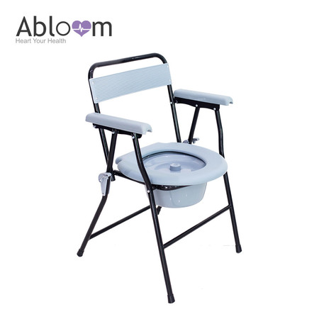 Abloom เก้าอี้นั่งถ่าย พร้อมพนักพิง เหล็กชุบ - สีเทา (AB0302)
