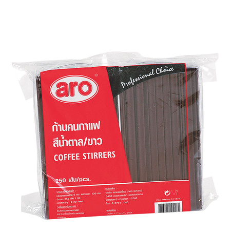 เอโร่ ก้านคนกาแฟ สีน้ำตาล/ขาว 250 อัน x 2 แพ็ค