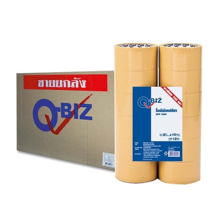 คิวบิซ โอพีพีเทป สีชา 2 นิ้ว 100 หลา แพ็ค 12 ม้วน