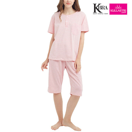 Kullastri KBra ชุดนอนผ้า Top Dye ใส่เป็นชุดลำลองได้ รุ่น SNPTH1PPI สีชมพู Free Size