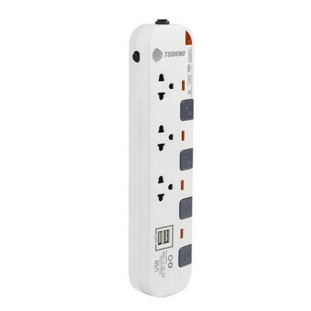 Toshino รางปลั๊ก มอก. 3 ช่อง ป้องกันไฟกระชาก สายยาว 5 ม. P3375USB-5M สีขาว