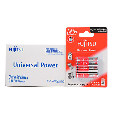 Fujitsu ถ่านอัลคาไลน์ Universal รุ่น LR03(4B)FU Size AAA 1.5V Box 4x10
