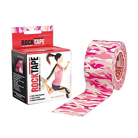 ROCKTAPE เทปพยุงกล้ามเนื้อ รุ่นมาตรฐาน ลายทหาร สีชมพู ขนาดกว้าง 5 ซม. ยาว 5 ม.