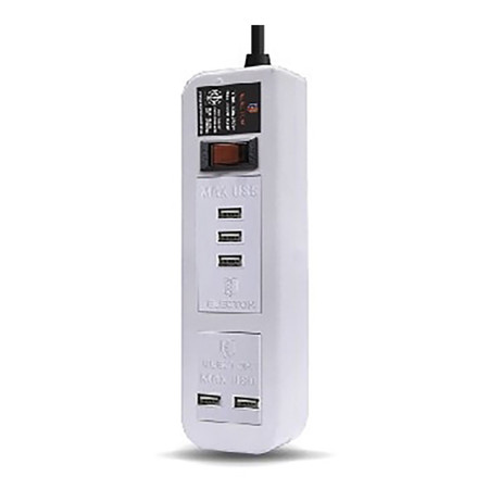 ELECTON สายพ่วง ปลั๊ก ULTRA FAST CHARGE USB X5 1 สวิตช์ 2 เมตร รุ่น EP-A02U5 สีขาว